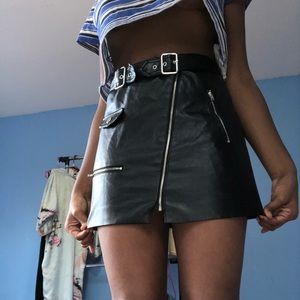 Black motorcycle mini skirt